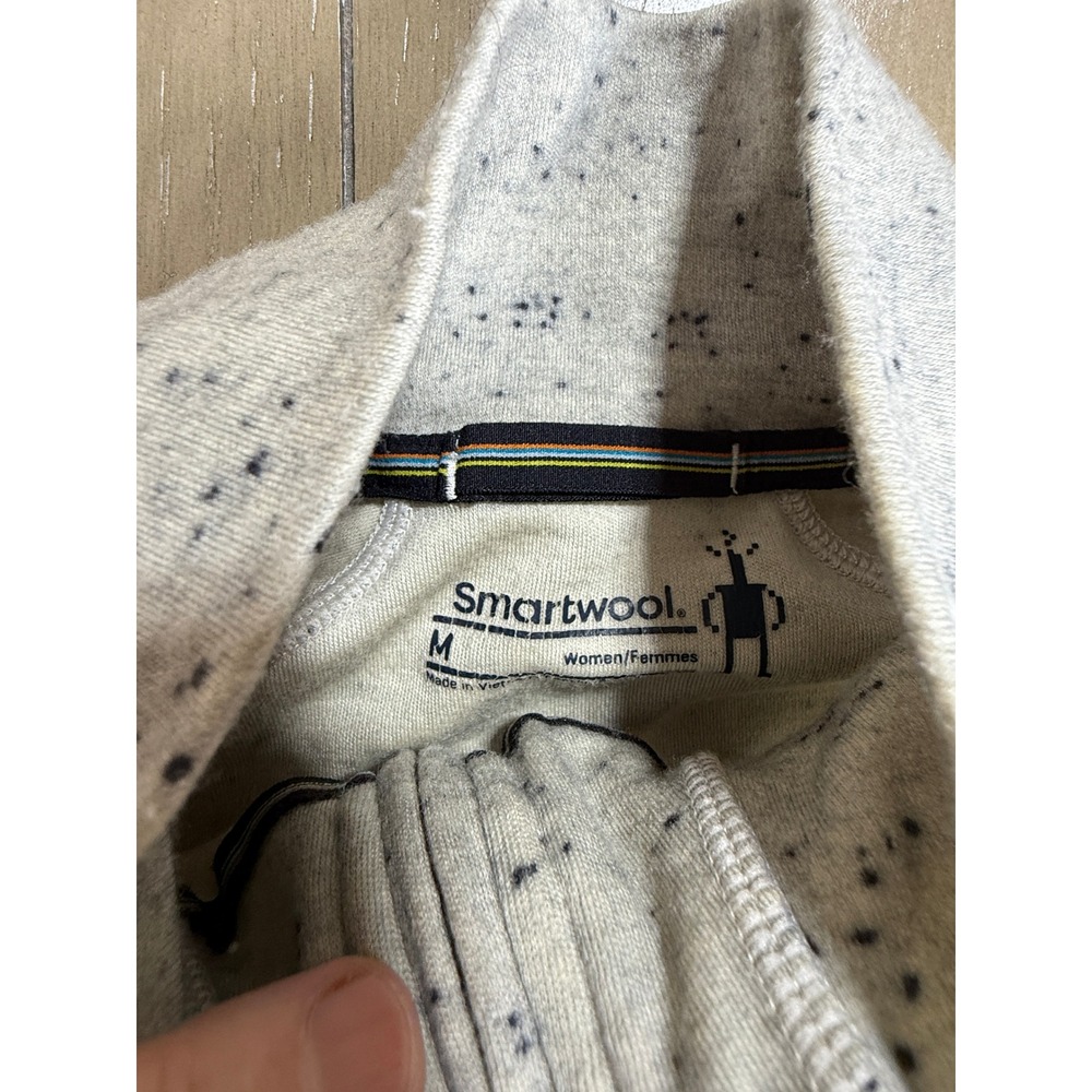 Smartwool Pullover Womens Medium Grey Speckled 100% Merino Wool Quarter Zip Base - Picture 5 of 8